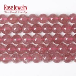 Pierre naturelle de qualité AAAAA cristal de fraise Quartz perles rondes en vrac 15 pouces brin 4 6