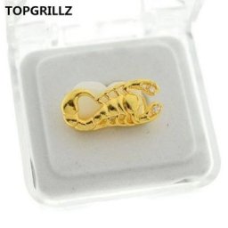 TOicalRILLZ-Grillz de dents de scorpion ton or double capuchon grillades de dents glacées cadeau