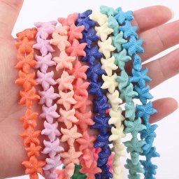 Perles colorées de corail artificiel d'étoile de mer 1 brin perles en pierre naturelle pour la