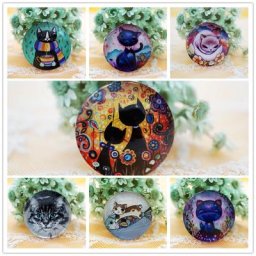 Lot de 10 Cabochons ronds en verre pour femmes 8MM-20MM mignon chat fabrication de bijoux