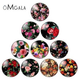 Cabochons ronds en verre à dos plat mélange de fleurs vintage motif rose bijoux à bricoler