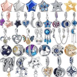 Pendentif brillant en argent massif 925 espace galAct étoile lune soleil terre perles fines