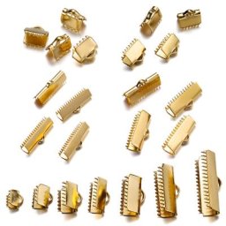 Lot de 20-30 pièces à sertir en acier inoxydable perle boucle pointe fermoir DIY collier