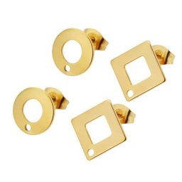 Boucles d'oreilles en acier inoxydable plaqué or 18 carats goujon rond creux boucles d'oreilles