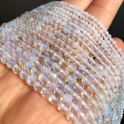 Perles en opale blanche à facettes naturelles 2/3/4mm rondes accessoires pour la fabrication de