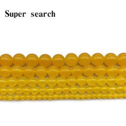 Perles rondes en pierre naturelle de Jades de calcédoine jaune 4 6 8 10 12MM adaptées au bricolage