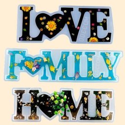 Moule en résine de silicone Love Home Family moules en résine signe d'amour mot élection