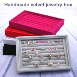 Présentoir en velours pour bague pendentif boucle d'oreille boîte à bijoux vitrine organisateur