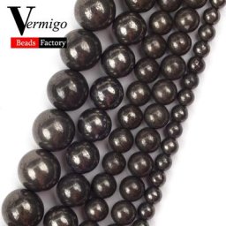 Perles Rondes en Pierre de Pyrite Naturelle Accessoires de Bijouterie Faits à la Main DIY
