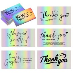 Cartes de remerciement en argent holographique merci de soutenir ma petite entreprise carte de