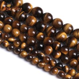 Perles rondes en œil de tigre 100% naturelles couleur marron pour la fabrication de bijoux