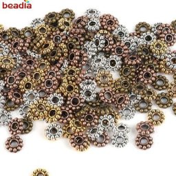 Perles rondes en alliage doré pour la fabrication de bijoux 50 pièces 6x2mm entretoises de fleurs
