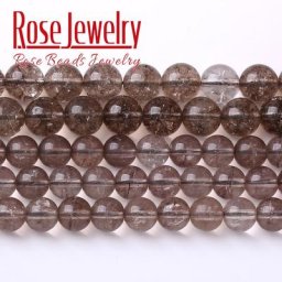 Cracked Smoky Crystal Quartz Beads Natural Stone Round Spacers Beads For Jewelry Making Diy Bracelet
