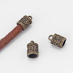 Embouts en bronze antique bouchon de perle pour bracelet rond de 5mm 30 pièces