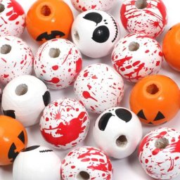 Perles Rondes en Bois Naturel pour Halloween 16mm 10 Pièces/Lot pour Bijoux Bricolage