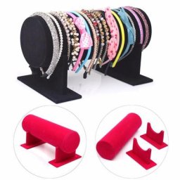 Bluelans-Présentoir à bijoux en velours porte-collier groupe de sauna cerceau à cheveux coiffe