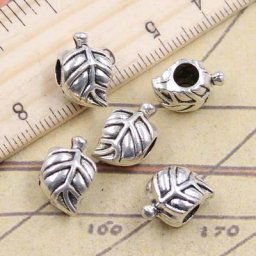 Breloques Vintage en forme de feuille d'arbre 10 pièces 4.5mm grand trou breloques européennes