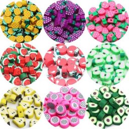 20/50/100 pièces perles d'argile polymère perles de fruits mélangées perles d'espacement amples pour