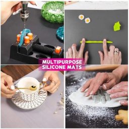 E0BF-Set de 3 napperons imperméables en silicone isolation thermique protection de table en