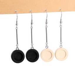 Boucle d'oreille longue vierge Cabochon en bois Base en acier inoxydable crochets fermoir pour
