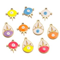 Breloques en Forme d'Oeil de Dinde pour Femme en Acier Inoxydable Émail Collier Bracelet Bijoux