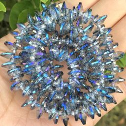 Perles Bleues Multicolores pour Perceuse Satellite Oblate Rondelle Clip Verre Bijoux Trou