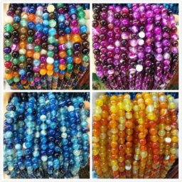 Perles Rondes en Pierre Naturelle de 4 6 8 10 ou 12mm Vente en Gros Verre d'Agates pour Bijoux