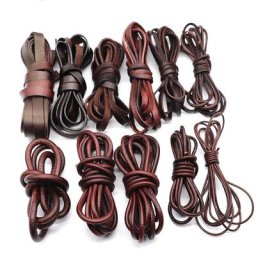 Cordons en cuir véritable vintage rond et plat pour bricolage de bracelet bijoux résultats