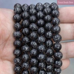 Perles Turquoises noires en vrac pierre naturelle cordon de 15 pouces taille au choix 4 6 8 10 12