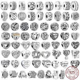 Bracelet à breloques Pandora en argent regardé 925 pour femme perles circulaires en forme de cœur