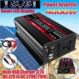 Onduleur solaire avec écran LCD 4000W 12V à 110V 220V USB onde sinusoïdale modifiée tension