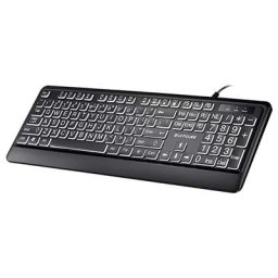 Clavier d'ordinateur filaire USB impression grande taille touches noires et blanches pour