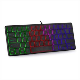 Clavier de jeu USB Compact à 64 touches rétro-éclairage rvb ergonomique adapté aux joueurs sur
