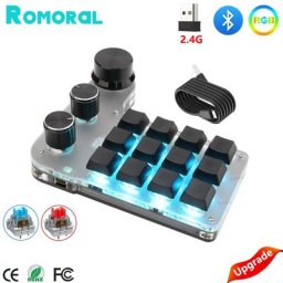 Clavier de programmation Macro sans fil Bluetooth USB rétroéclairé 2.4G une touche raccourci