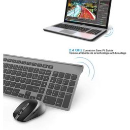 Clavier et souris sans fil disposition française ergonomique silencieux portable connexion