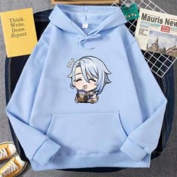 Sweat à capuche imprimé dessin animé Genshin Impact manches longues Kamisato Ayato drôle de