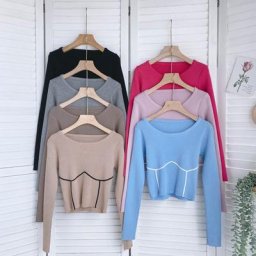 Pull à Manches sulfet Col Rond pour Femme Vêtement Extensible Patchwork Collection Automne