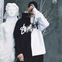 Sweat à capuche surdimensionné pour homme Streetwear noir et blanc Style Hip-hop Swag Tyga