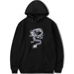Sweat à Capuche Imprimé Dragon Chinois pour Homme Vêtement de Rue Décontracté Hip Hop PVD Marque