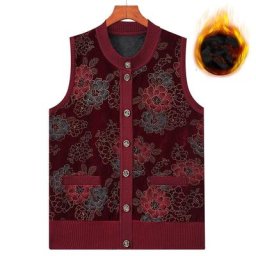 Gilet tricoté en velours épais pour femme d'âge moyen pull chaud Vintage collection automne-hiver