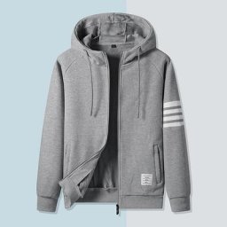 Sweat-shirt à capuche à manches longues pour homme vêtement Streetwear décontracté avec fermeture