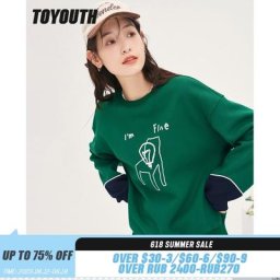 Toyouth-Sweat-shirt à manches longues et col rond pour femme streetwear décontracté pull chaud
