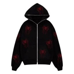 Sweat à capuche zippé à manches longues avec biscuits pour femme vêtements d'hiver avec araignée