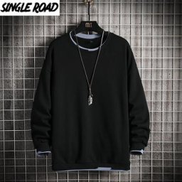 Sweat à capuche à col ras du cou pour homme vêtement décontracté surdimensionné de couleur unie