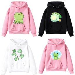 Sweat-shirt à capuche pour enfants motif de grenouille animaux de dessin animé pour filles et