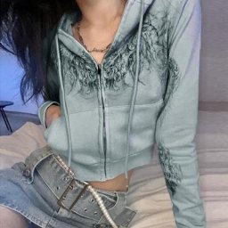 Sweat à capuche zippé à imprimé graphique Harajuku haut à manches longues manteau vintage PVD