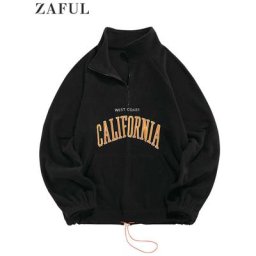 ZAFUL – sweat à capuche en molleton pour homme pull chaud avec lettres brodées Vintage