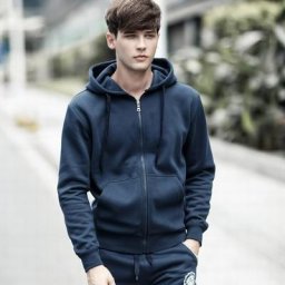 Sweat-shirt à Capuche pour Homme Veste Slim Fit Fermeture Éclair Couleur Unie Hip Hop Nouvelle
