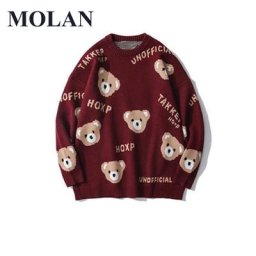 MOLAN – pull mignon ours à manches longues col rond mode animal tricoté haut pour femme tissu