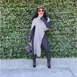 Cape à col roulé monochrome pour femme tunique décontractée pull féminin unique avec fente